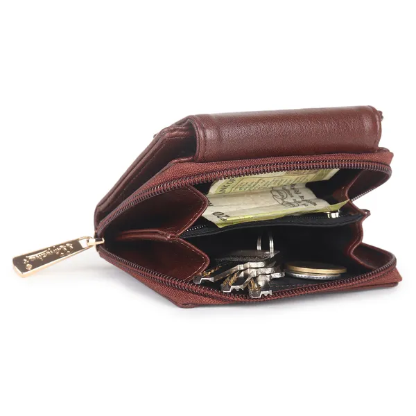 Signature_Brown_Leather_Bi_Fold_Zipper_Wallet_For_Men_And_Women
