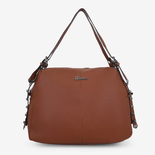 Signature_Brown_Leather_Adjustable_Strap_Handbag_For_Women