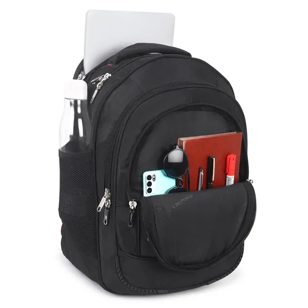 Signature_Black_Fabric_Multi_Compartment_Adjustable_Strap_21_Inch_Backpack_For_Men_And_Women