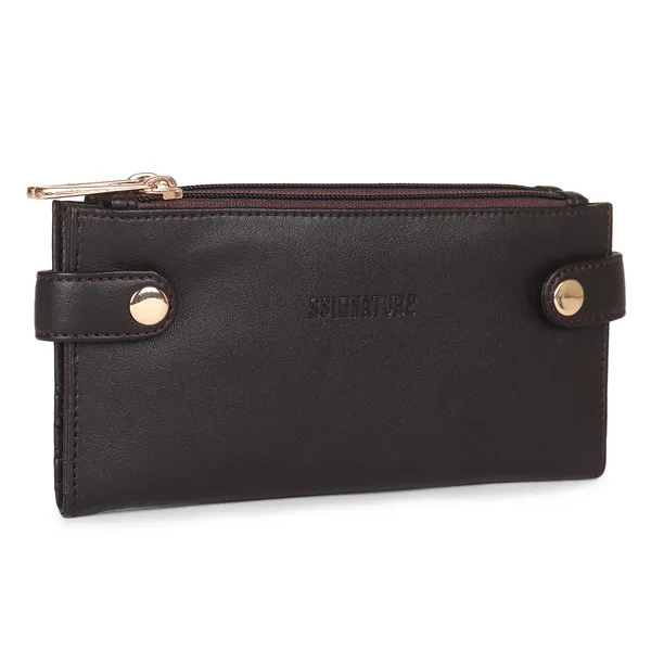 Signature_Black_Leather_Multi_Card_Phone_Compartment_Wallet_For_Women