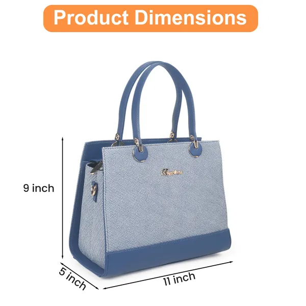 Signature_Blue_Two_Tone_Faux_Leather_Metallic_Hardware_Handbag_For_Women