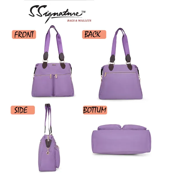 Signature_Purple_Faux_Leather_Multi_Pocket_Diaper_Bag_For_Parents_And_Babies