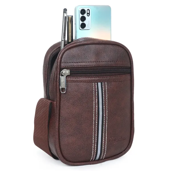 Signature_Brown_Vegan_Leather_Adjustable_Strap_Crossbody_Sling_Bag_For_Men