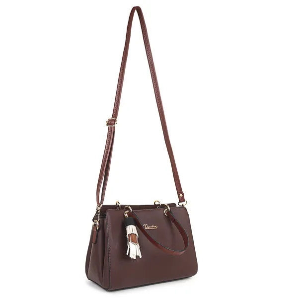 Signature_Brown_Leather_Tassel_Metal_Buckle_Handbag_For_Women