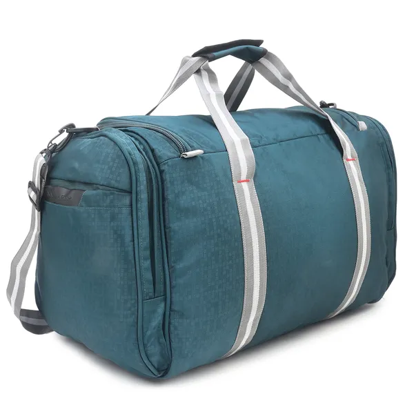 Signature_Teal_Blue_Fabric_Adjustable_Strap_Travel_Duffel_Bag_For_Men_And_Women