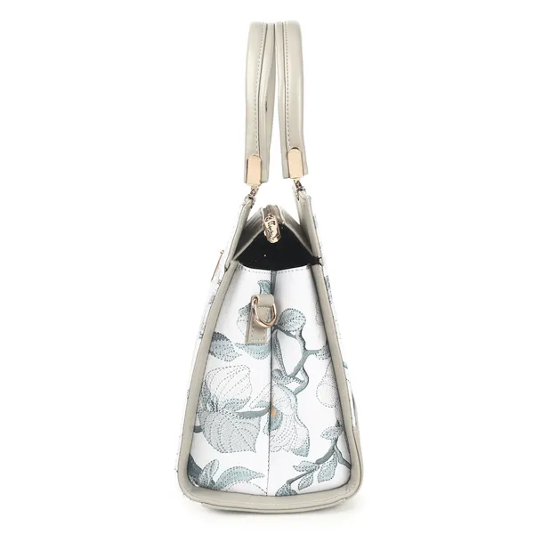 Signature_White_Fabric_Embroidered_Metallic_Accent_Handbag