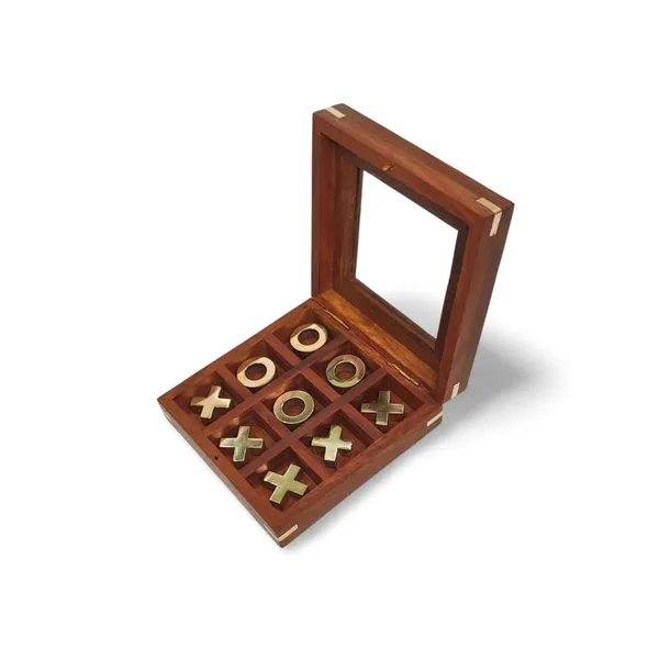 Classic_Handmade_Wooden_Board_Game_Tic_Tac_Toe_With_Noughts_And_Crosses_In_Glass_Top_Box_With_Brass_Inlay_And_Corners_Board_Games_Ideal_For_Birthday_Gifts_Vacations_Parties_Get_Togethers