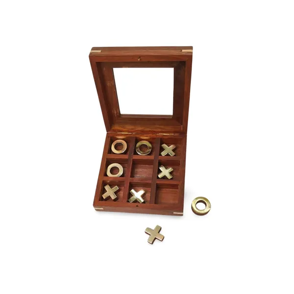 Classic_Handmade_Wooden_Board_Game_Tic_Tac_Toe_With_Noughts_And_Crosses_In_Glass_Top_Box_With_Brass_Inlay_And_Corners_Board_Games_Ideal_For_Birthday_Gifts_Vacations_Parties_Get_Togethers