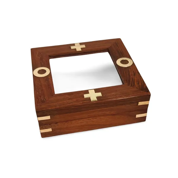 Classic_Handmade_Wooden_Board_Game_Tic_Tac_Toe_With_Noughts_And_Crosses_In_Glass_Top_Box_With_Brass_Inlay_And_Corners_Board_Games_Ideal_For_Birthday_Gifts_Vacations_Parties_Get_Togethers