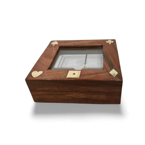 Permium_Handmade_1_Pack_Playing_Card_Box_With_5_Dice_In_Glass_Top_Wooden_Brass_Symbols_Inlayed_Box_Indoor_Outdoor_Games_For_All_Ages_Best_For_Gifiting_Occasions_Parties_Get_Together