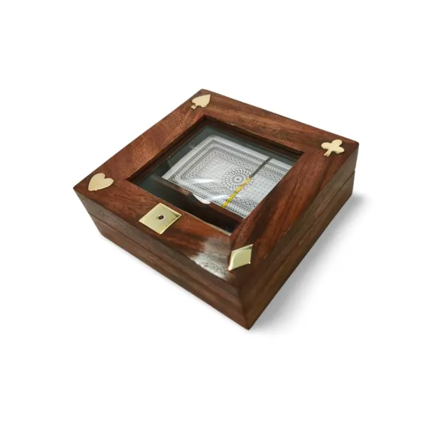 Permium_Handmade_1_Pack_Playing_Card_Box_With_5_Dice_In_Glass_Top_Wooden_Brass_Symbols_Inlayed_Box_Indoor_Outdoor_Games_For_All_Ages_Best_For_Gifiting_Occasions_Parties_Get_Together