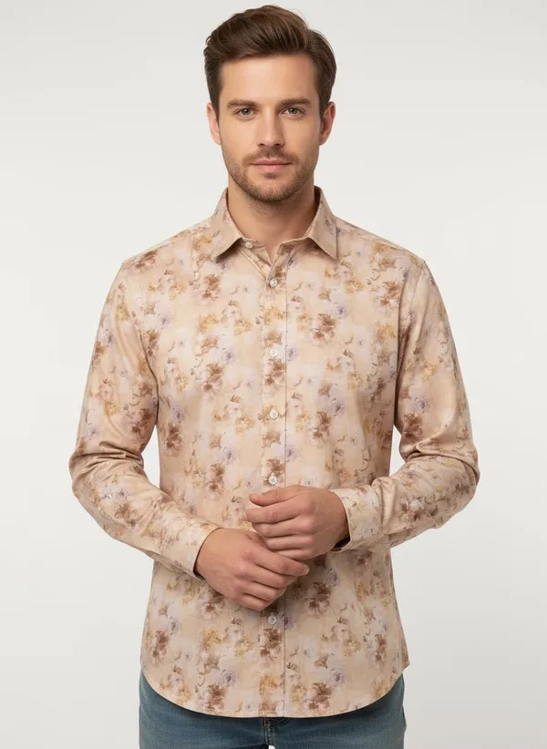 Light_Orange_Cotton_Shirt_For_Men