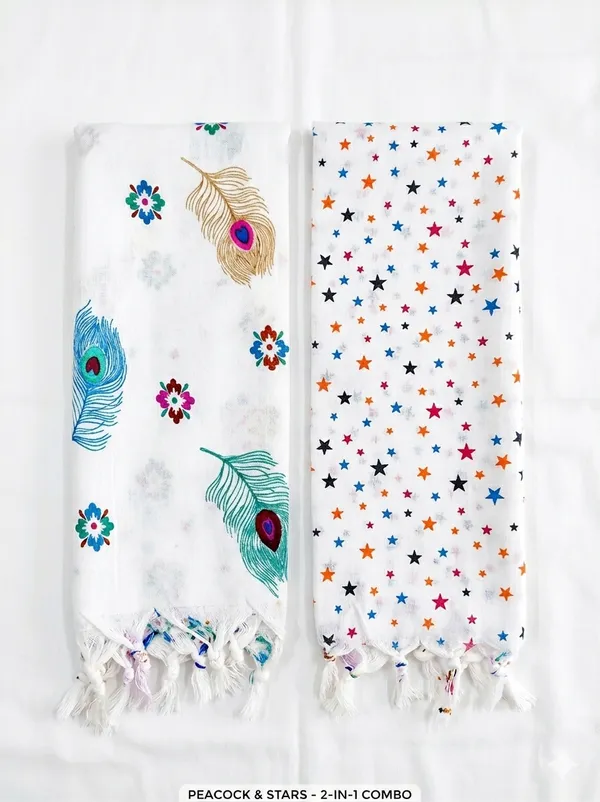 2_pcak_of_white_printed_Dupatta_(morpankh_&_Star)