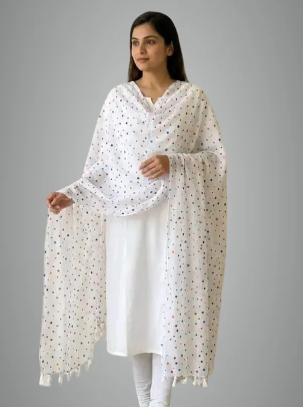 Stylish_Daily_Wear_White_Bindi_Printed_Dupatta_With_Latkan_Style