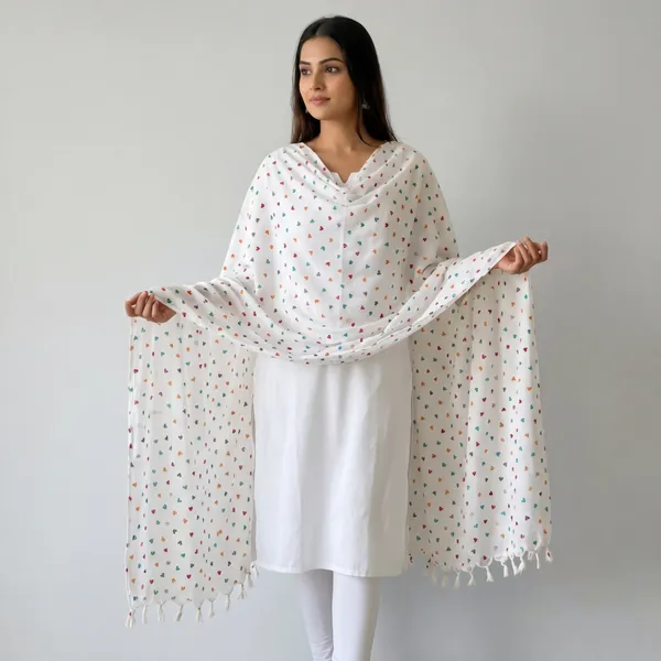 White_Cotton_Silk_Duppatta_For_Women