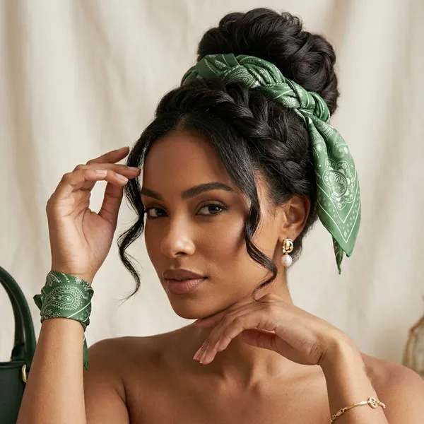 KAHERI_Women_Printed_Satin_Silk_Scarf_(65x65_cm)_-_Green