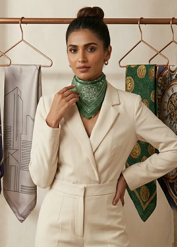 KAHERI_Women_Printed_Satin_Silk_Scarf_(65x65_cm)_-_Green