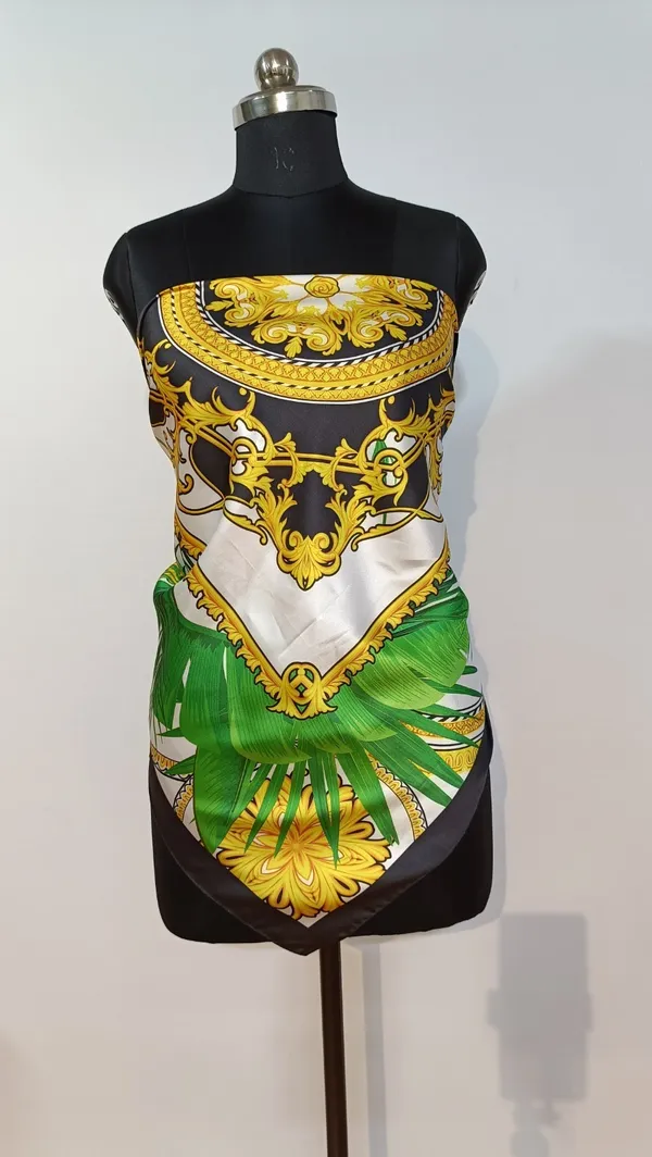 KAHERI_Women_Satin_Silk_Printed_Scarf_(100_x_100_cm,_Green_&_Gold)_03