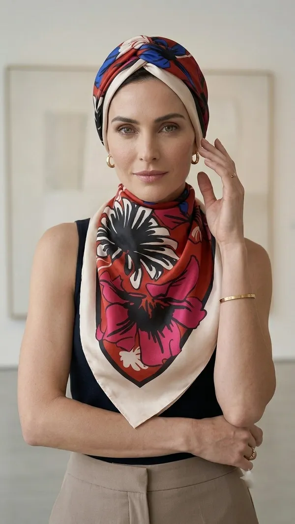KAHERI_Women_Satin_Silk_Printed_Scarf_(100_x_100_cm,_Red_&_Beige)_02