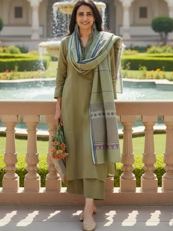 Kaheri_Solid_Pista_Kurti_Pant_Dupatta_Set_for_Ladies