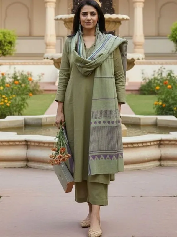 Kaheri_Solid_Pista_Kurti_Pant_Dupatta_Set_for_Ladies
