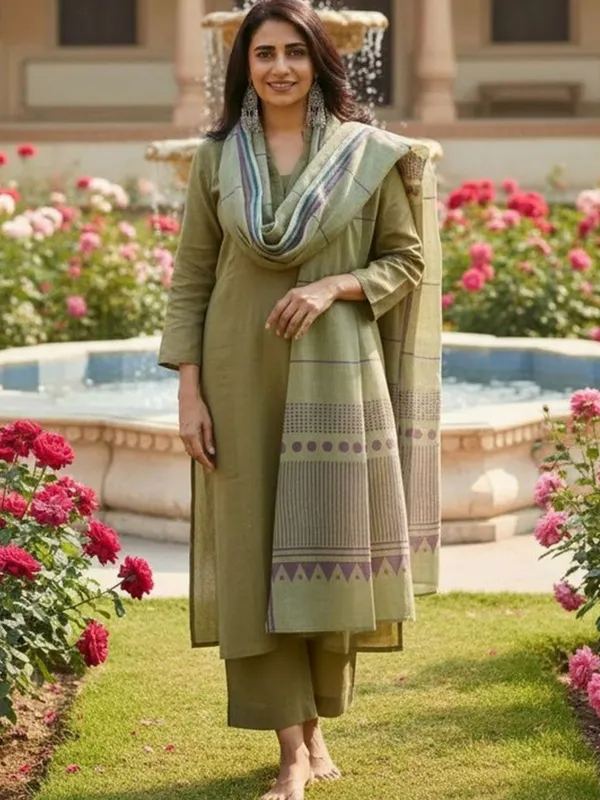 Kaheri_Solid_Pista_Kurti_Pant_Dupatta_Set_for_Ladies