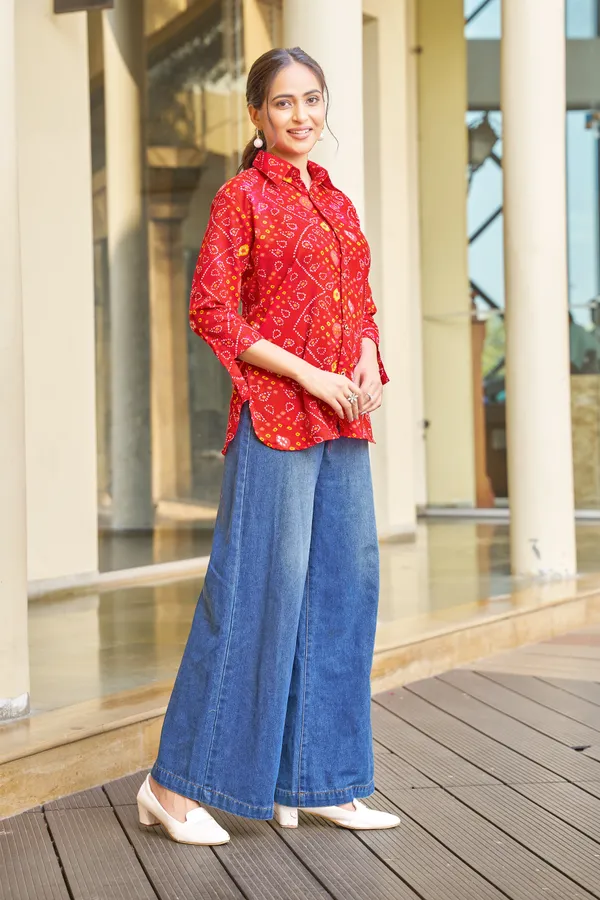 Kaheri_Stylish_Regular_Wear_Bandhani_Top_with_Shirt_Collar_Style_for_Women_DD02_RED