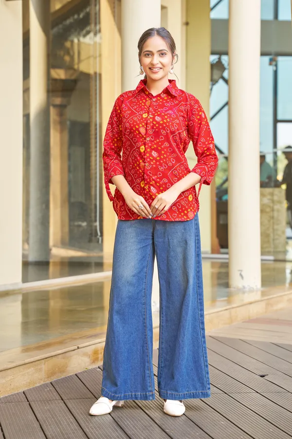 Kaheri_Stylish_Regular_Wear_Bandhani_Top_with_Shirt_Collar_Style_for_Women_DD02_RED