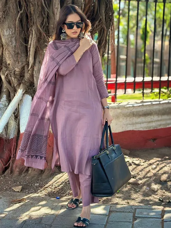 Kaheri_Wine_Rayon_Printed_Kurti_Pant_Dupatta_Set_for_Women_|_3_Piece_Ethnic_Wear_Set