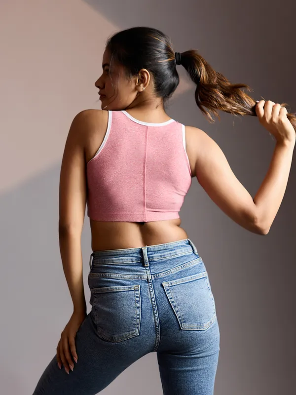 Kaheri_Women’s_Heather_Pink_Activewear_Sports_Bra_with_White_Contrast_Piping_UV-008_Melange_Pink