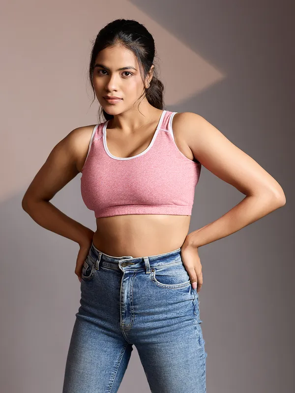 Kaheri_Women’s_Heather_Pink_Activewear_Sports_Bra_with_White_Contrast_Piping_UV-008_Melange_Pink