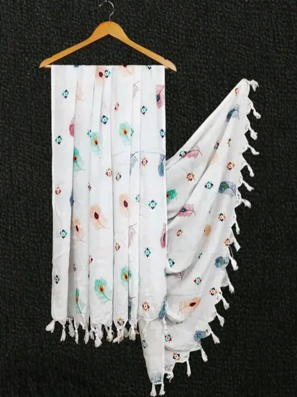 White_Cotton_Silk_Duppatta_For_Women