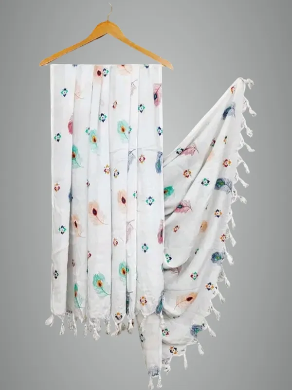 Morpich_White_Print_Summer_Dupatta_For_Ladies