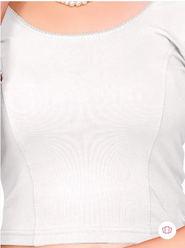 Premium_Stretchable_Cotton_Lycra_Saree_Blouse_Ready_To_Wear_White