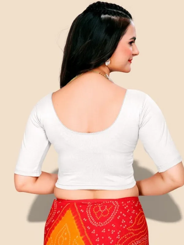 Premium_Stretchable_Cotton_Lycra_Saree_Blouse_Ready_To_Wear_White