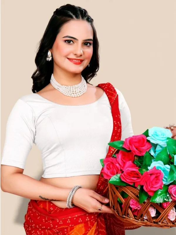 Premium_Stretchable_Cotton_Lycra_Saree_Blouse_Ready_To_Wear_White