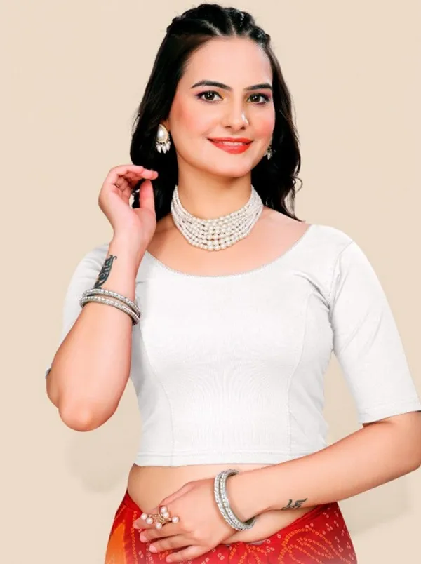 Premium_Stretchable_Cotton_Lycra_Saree_Blouse_Ready_To_Wear_White