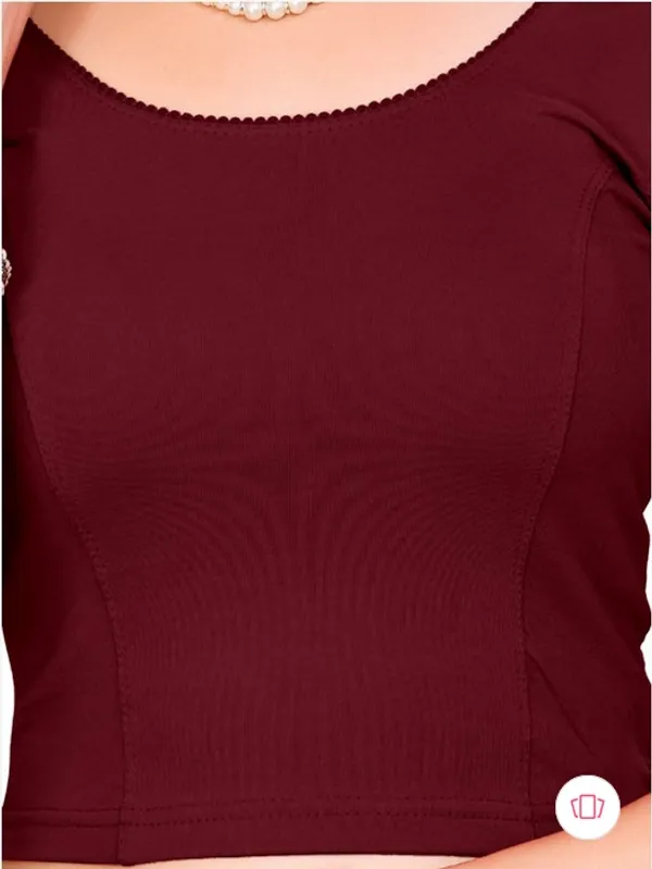 Stretchable_Cotton_Lycra_Saree_Blouse_Maroon
