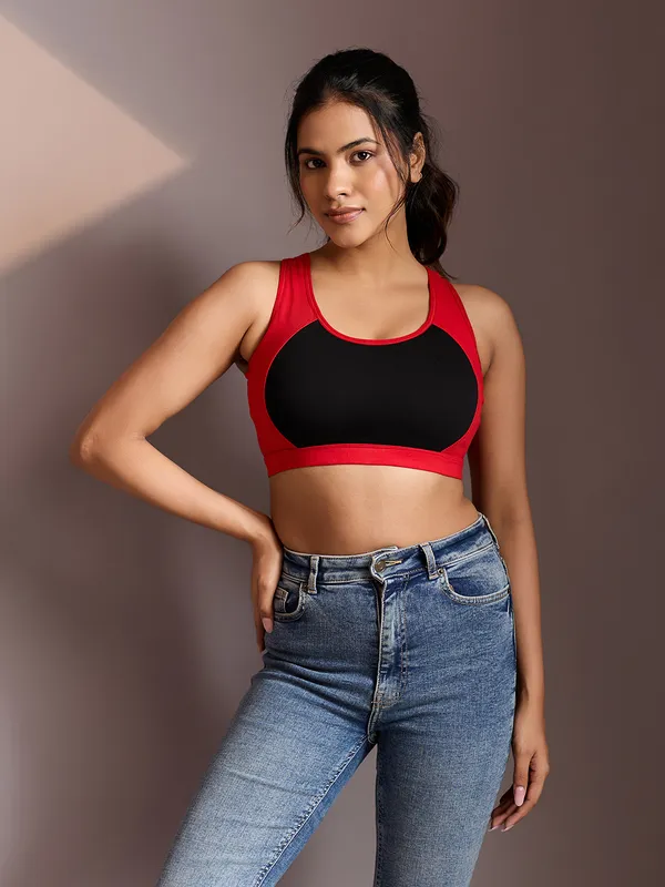 Women's_Bold_Red_&_Black_Stretchable_Sports_Bra_–_Premium_Comfort_Activewear_for_Fitness_&_Training_|_Kaheri_Enterprise_UV-001_Red
