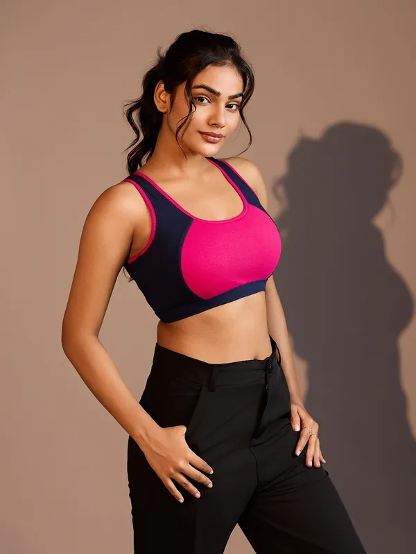 Women's_Navy_Blue_&_Pink_High-Impact_Sports_Bra_–_Stretchable_Gym_&_Workout_Essential_|_Kaheri_Enterprise_UV-001_Navy