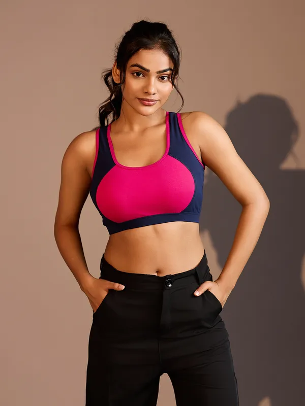 Women's_Navy_Blue_&_Pink_High-Impact_Sports_Bra_–_Stretchable_Gym_&_Workout_Essential_|_Kaheri_Enterprise_UV-001_Navy