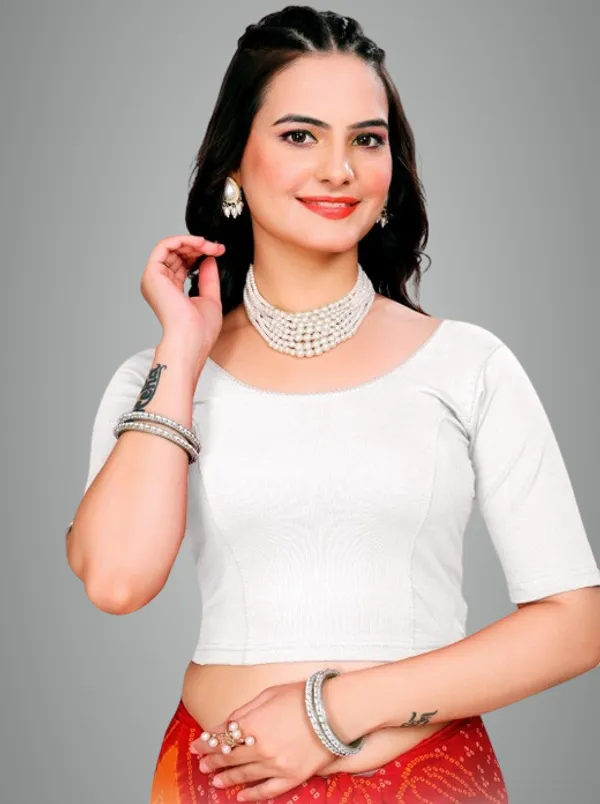 Premium_Stretchable_Cotton_Lycra_Saree_Blouse_Ready_To_Wear_White