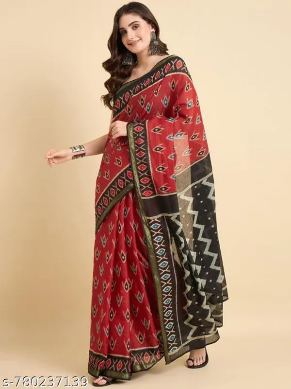 Maheshwari_Silk_Pure_Cotton_Saree_Red_Black