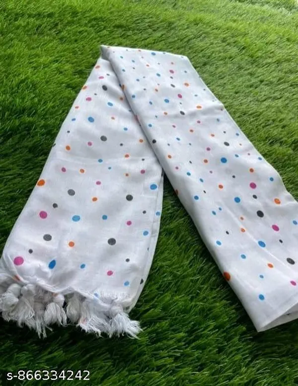 Stylish_Daily_Wear_White_Bindi_Printed_Dupatta_With_Latkan_Style