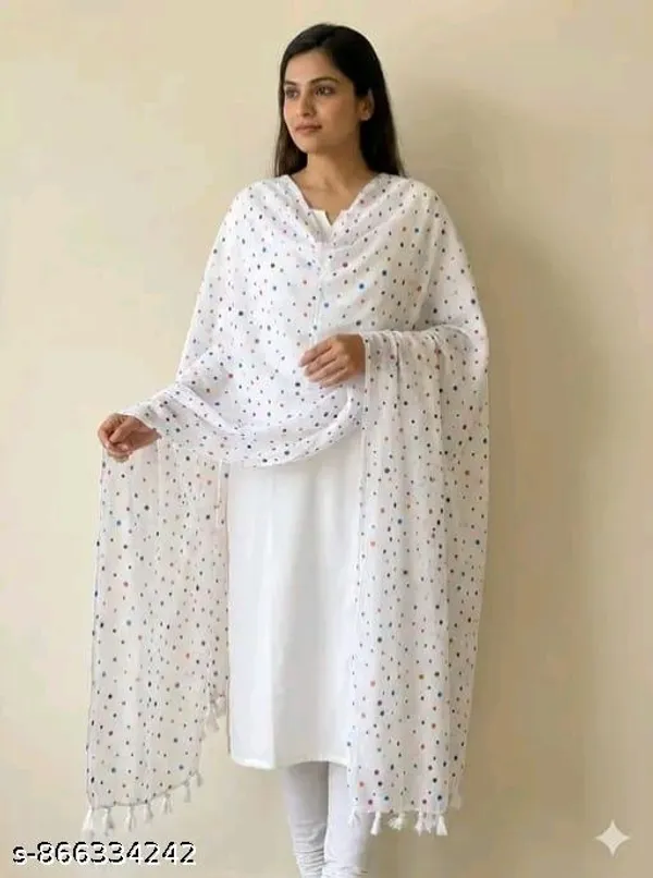Stylish_Daily_Wear_White_Bindi_Printed_Dupatta_With_Latkan_Style