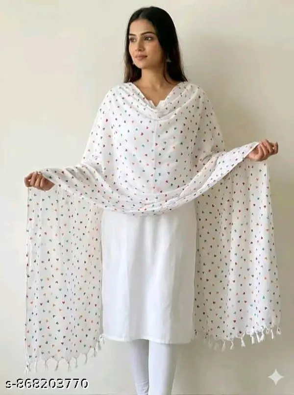White_Cotton_Silk_Duppatta_For_Women