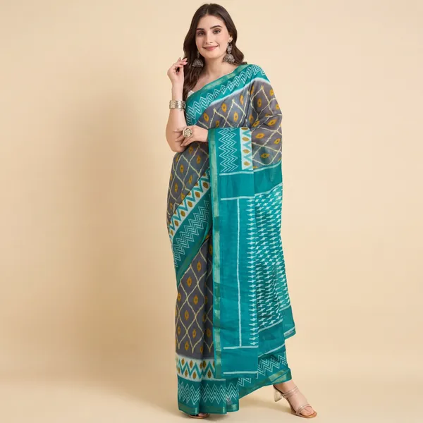Daily_Wear_Maheshwari_Silk_Pure_Cotton_Saree_Grey_And_Green