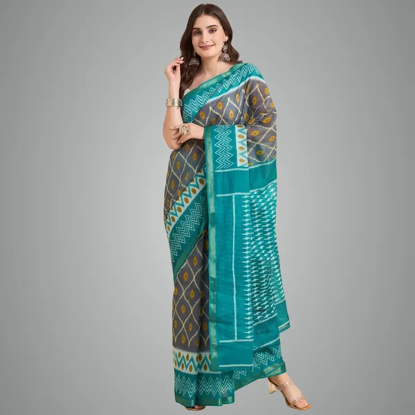 Daily_Wear_Maheshwari_Silk_Pure_Cotton_Saree_Grey_And_Green