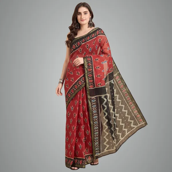 Maheshwari_Silk_Pure_Cotton_Saree_Red_Black
