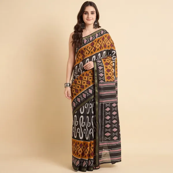 Maheshwari_Silk_Pure_Cotton_Saree_Black_Mustard